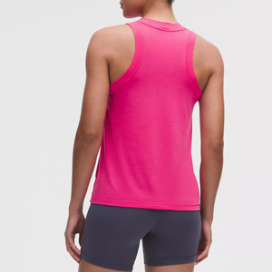 Camiseta sin Mangas Rosa para Mujer, Cuello Redondo, Color Sólido, Deportiva, Tejida, Transpirable, para Entrenamiento, Largo Regular - Product Image 2
