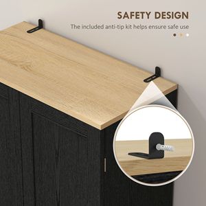 Distressed Black 4-Door Freestanding <b>Kitchen</b> <b>Pantry</b> Cabinet Solid Wood and Metal with Adjustable Shelves and Doors - Product Image 6