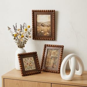 Vintage <b>Wooden</b> Beaded <b>Picture</b> <b>Frame</b> Rustic Walnut Photo <b>Frame</b> Sold Individually or Set of 3 Warm Farmhouse Neutra Decor - Product Image 6