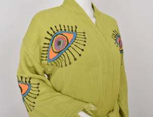 Kimono con Diseño de Ojo Turco para Uso Diario, Hecho a Mano, para Niñas y Mujeres, Kimono Moderno con Estampado Colorido - Product Image 6
