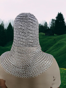 Coif en maille de fer doux et d'aluminium traditionnel, léger et entièrement 3D, pour armure médiévale et costume de la Renaissance - Product Image 2