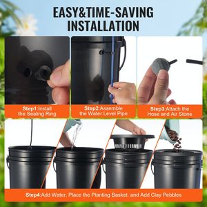 Sistema di coltivazione idroponica con coltura in acque profonde DWC con gocciolamento superiore 4 secchi attrezzatura per l'irrigazione e l'idroponica - Product Image 5