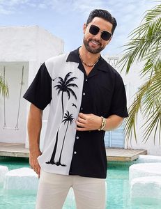 Chemises hawaïennes pour hommes, manches courtes, boutonnées, décontractées, imprimées, fleurs tropicales, chemises Aloha de plage pour l'été - Product Image 3