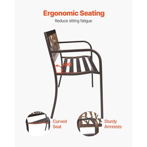 Banc de patio extérieur de 50 pouces avec structure en acier au carbone et dossier à motif floral en PVC, accoudoirs à bords arrondis, résistant aux intempéries - Product Image 5