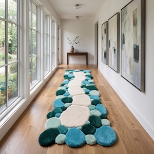 Handmade Tufted <b>Pebble</b> Area <b>Rug</b> Soft 3D Round Carpet Modern Abstract Floor Mat for Living Room Bedroom - Product Image 3