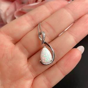 Collier en argent sterling avec opale de feu vive, pendentif opale blanche, pierre de naissance d'octobre, véritable gemme, cadeau NIKHIL GEMS, fiançailles vintage - Product Image 1