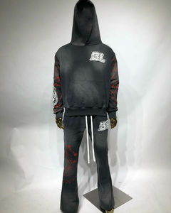 Ensemble survêtement personnalisé avec logo, éco-responsable, coupe droite, jambes amples, surpiqûres contrastées, poids moyen, coupe classique - Product Image 1