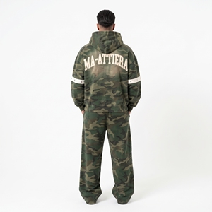 Ensemble de survêtement camouflage pour homme, sweat à capuche zippé et pantalon de jogging ample, streetwear personnalisé, ensemble sportswear deux pièces - Product Image 2