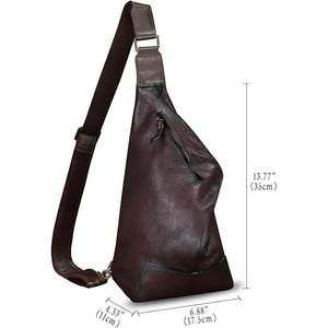 Leather Crossbody Bag Unisex Detachable Strap Zipper Closure Minimalist Style Hunting <b>Backpack</b> Pouch - Product Image 5