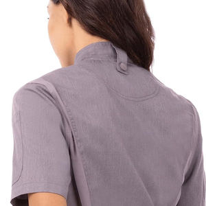 เสื้อเชฟผ้าทวิลโพลีเอสเตอร์/คอตตอน ติดกระดุม สำหรับสุภาพสตรี-ใช้ในร้านอาหาร โรงแรม เบเกอรี่ แขนสั้น - Product Image 5