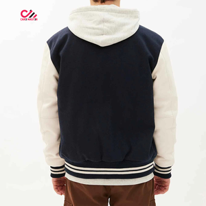 Vintage Men's Baseball Varsity Jacket Quilted <b>Lined</b> Woolen Fabric Winter Warm <b>Coat</b> Plus Size Varsity Jacket With Hood - Product Image 2