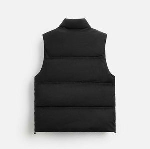 Top Selling Jet Black Color Sleeveless Men's Puffer Vest Winter Warm Cotton Filled <b>Padded</b> Zipper Style Puffer Jacket for Men - Product Image 2