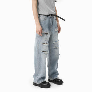 Men's <b>Boot</b> Cut Ripped Denim Jeans Autumn Mid Waist Casual Trendy Loose Fit Distressed Ripped Frayed Washed - Product Image 3