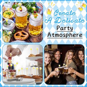 4.7 Inch 100 Pcs Bamboo Cocktail Picks Beer Toothpicks for Appetizers and Oktoberfest Decorations Party Decorative Set - Product Image 3