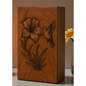 Elegant Wooden Funeral Urn with Natural Finish Classic Wooden Cremation Urn for Adult Ashes by AYAANS - Product Image 3