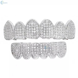 Iced Out 12 Teeth 925 Sterling Silver Grillz Rapper Style Lab Grown Diamond Hip Hop Grillz - Product Image 1