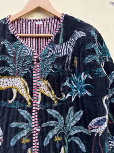 Veste kimono en velours de coton 100% faite à la main |   Couette matelassée numérique respirante, écologique, anti-rides et à séchage rapide pour l'automne/hiver - Product Image 3