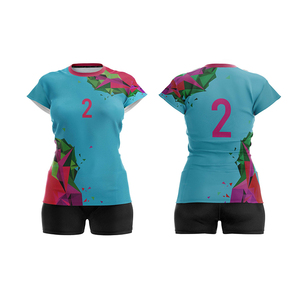 Women's <b>Volleyball</b> Uniform <b>Set</b> Quick Dry Breathable Custom Printed Designs 100%Polyester Short Sleeve Fitted Uniform Low MOQ - Product Image 5
