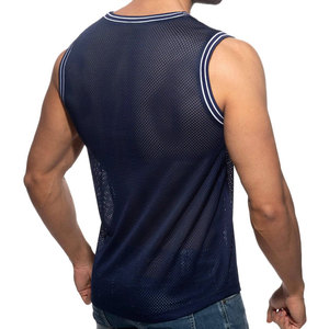 Nuevo diseño de alta calidad, camiseta sin mangas con cuello en V de malla, diseño personalizado para culturismo, ajuste slim, venta al por mayor para hombres. - Product Image 3