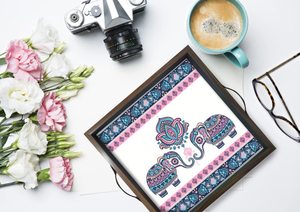 Elephant Printed Wooden <b>Square</b> Serving Trays with Metal Handled for <b>Dinning</b> <b>Table</b> Home and Office Multipurpose for Gift for Sell - Product Image 6
