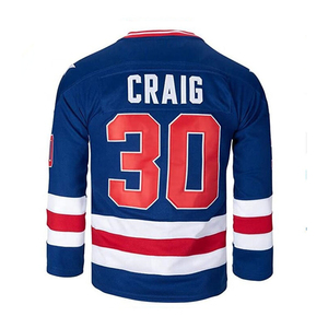 Maillot de hockey sur glace USA pour homme, col en V, manches longues, broderie en twill, polyester respirant, coupe classique pour adulte - Product Image 2