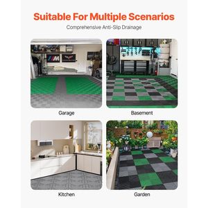 Tappetino Drenante Antiscivolo in Plastica Grigia 12FT X 12FT, 24 Pezzi Modulari Incastrabili in PP - Product Image 6