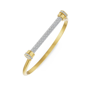 Brazalete de Oro Amarillo de Lujo con Diamantes Redondos en Canal para Uso Diario Femenino - Product Image 2