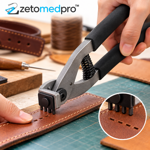Pince perforatrice en cuir à 4 dents, espacement des pointes de 4 mm avec tête de 0,15 pouce pour la fabrication de bijoux, ceintures, sangles, selles, chaussures et artisanat - Product Image 6