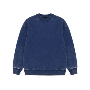 Acid Wash Vintage Oversized Heavy <b>Weight</b> 400 GSM OEM/ODM Service French Terry 100% Cotton <b>Blank</b> Men Crewneck Sweatshirt - Product Image 3