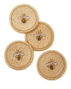 Handmade <b>Beaded</b> Round <b>Coasters</b> Set of 4 Luxury Table Decor Glass Beads Embroidery <b>Coasters</b> Craftera Exports - Product Image 1