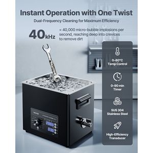 Pulitore a Ultrasuoni Professionale da 10L in Acciaio Inossidabile con Controllo a Manopola e Cestello per la Pulizia, Pulitore a Ultrasuoni Domestico - Product Image 2