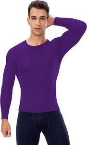 Men's Slim Fit O-Neck Long <b>Sleeve</b> Compression Shirt Eco-Friendly Spandex/Polyester Quick Dry Athletic <b>Base</b> <b>Layer</b> for Performance - Product Image 5