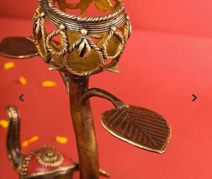 Handmade Brass Candle Stand With <b>Elephant</b> Base And Ornate Design For Home <b>Decoration</b> - Product Image 2