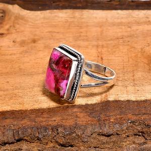 Bague réglable en cuivre turquoise rose, argent sterling 925, style vintage, bijoux faits à la main, cadeau pour femme - Product Image 2