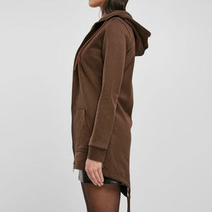 Sweat-shirt à capuche oversize en coton épais pour femme, avec fermeture éclair courte et col montant - Product Image 5