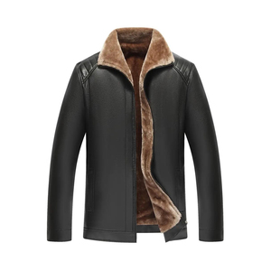 Custom Design Premium <b>Leather</b> Fur Bomber <b>Jacket</b> with Soft Sherpa Lining OEM Export Quality Manufacturing - Product Image 2
