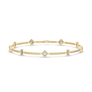 VVS Moissanite Mixed Geometry Station Bracelet 925 Sterling Silver Minimalist <b>Rope</b> <b>Chain</b> Diamond Link Wristwear - Product Image 4