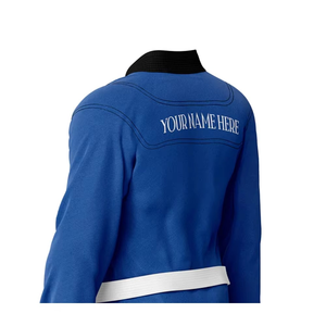 Uniformes de Karate al por Mayor, Trajes de Karate Gi 100% Algodón/Poliéster de Secado Rápido y Transpirables, Personalizados en Negro y Azul, Varias Tallas - Product Image 4