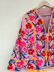 Veste kimono en velours de coton 100% faite à la main |   Automne/Hiver Respirant Écologique Anti-rides Séchage rapide Col rond matelassé - Product Image 4