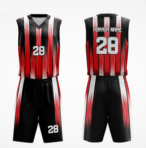 Uniforme de Baloncesto Personalizado, Conjunto de Camiseta y Pantalones Cortos Sublimados Rojo y Blanco, Cuello en V, Sin Mangas, Secado Rápido, Ropa Deportiva Unisex para Adultos - Product Image 2