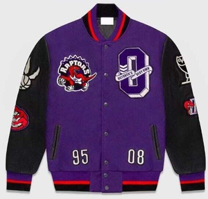 Veste universitaire pour homme, noir et gris, avec patch brodé de dessins animés, coupe classique, pour l'automne - Product Image 5