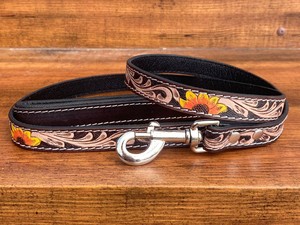สายจูงสุนัขหนังวัวสำหรับฝึกสุนัขทำมือเชือกหนังลายดอกไม้สุดหรูสายจูงสุนัขขนาดกลางขนาดใหญ่สำหรับจูงสุนัขเดินเล่น - Product Image 3