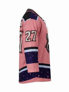 Jersey de Hockey sobre Hielo Raccoon Galaxy de Alta Calidad, Ropa Deportiva Vintage al por Mayor, Cuello con Cordones, Uniforme Atlético Transpirable - Product Image 5