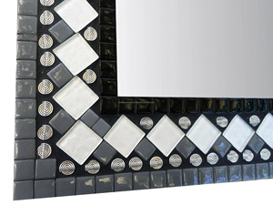 Espejo de pared de mosaico geométrico en blanco y negro hecho a mano para venta al por mayor de accesorios para el hogar y minoristas de decoración - Product Image 4