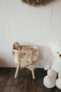 Cuna de Mimbre para Muñecas, Soporte de Madera para Cama de Muñecas, Cuna de Mimbre Natural para Muñecas, Mueble de Exhibición de Juguetes, Decoración para Habitación Infantil - Product Image 6