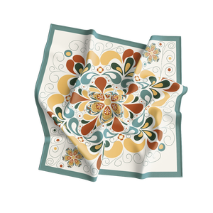 Elegante Pañuelo Cuadrado de Seda con Estampado Floral para Mujer, Accesorio de Moda para Todas las Temporadas - Product Image 1