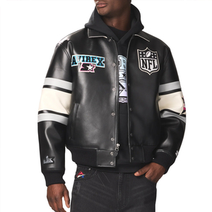 New Fashion Custom Logo Print Men <b>Leather</b> Avirex Jackets <b>Top</b> Quality Embroidery Street Wear <b>Leather</b> Jacket For Men's - Product Image 3