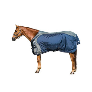 Horse <b>Rug</b> Navy Blue With Gray Panels Nylon Material All Weather Protection - Product Image 2