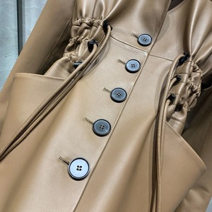 Blazer pour femme en cuir en stock, veste longue en cuir de mouton véritable de luxe pour l'automne, manteau d'hiver pour homme - Product Image 4