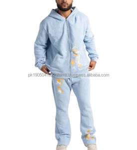 Survêtement oversize en molleton 100 % coton avec appliques brodées et fermeture éclair, style streetwear, effet délavé, collection 2026 - Product Image 4